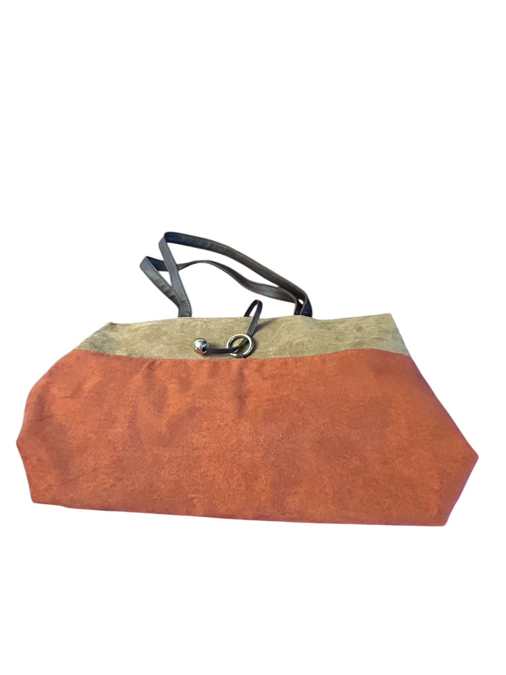 Estee Lauder Orange and Tan Suede Shoulder Tote